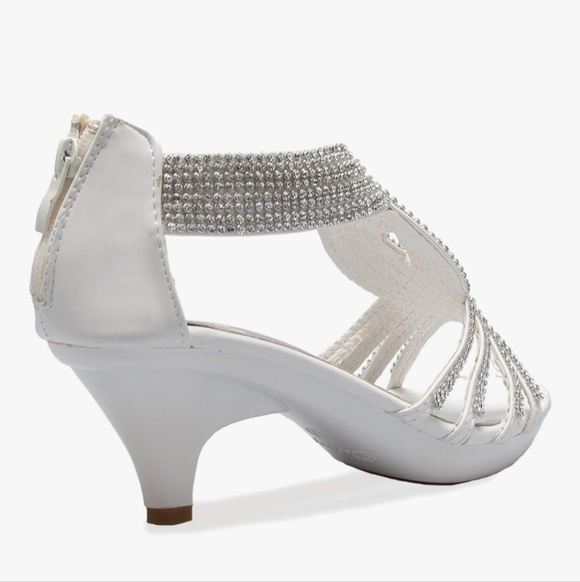 NWT! Rhinestone Embellished Olivia K White Dress Sandal Low Heel Wedding Shoe 8 - Picture 9 of 17